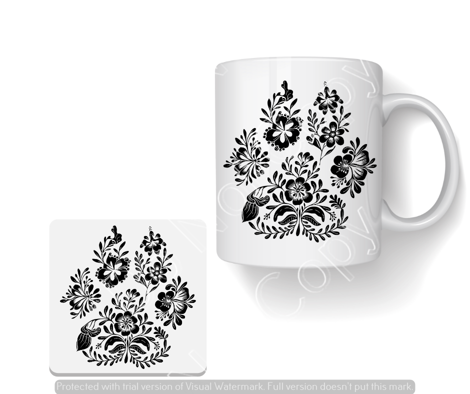 Floral Dog Paw Mug