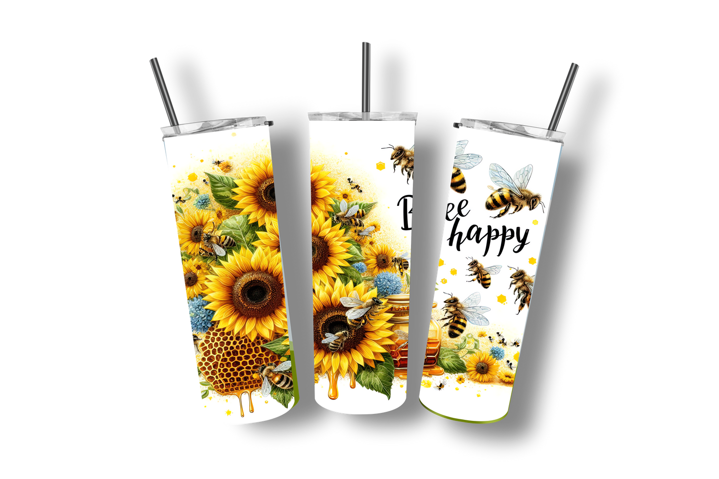 Bee Happy - Stainless Steel Straight Skinny Tumblers