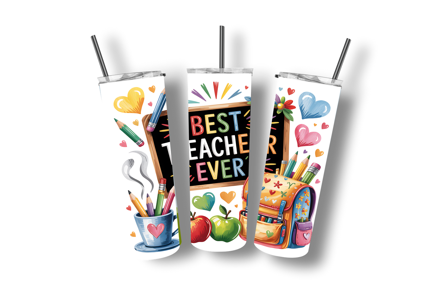 Best Teacher Ever - Stainless Steel Straight Skinny Tumblers