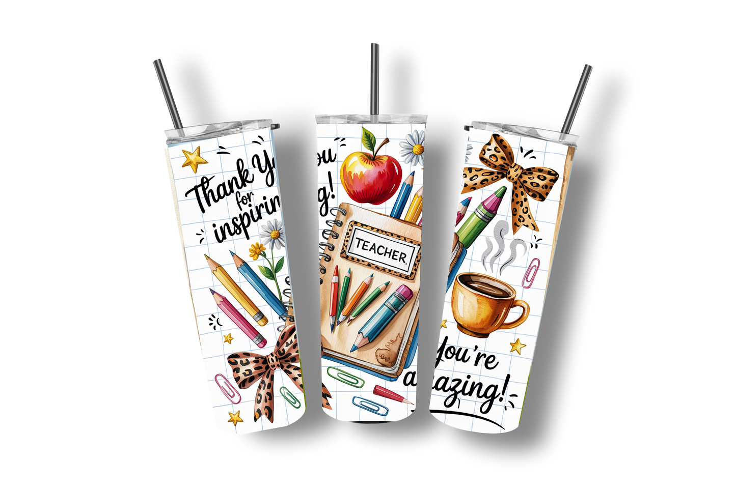 Inspiring Teacher - Stainless Steel Straight Skinny Tumblers