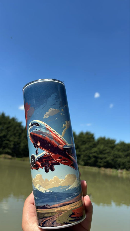 20oz Stainless Steel Straight Skinny Tumblers - Airplane
