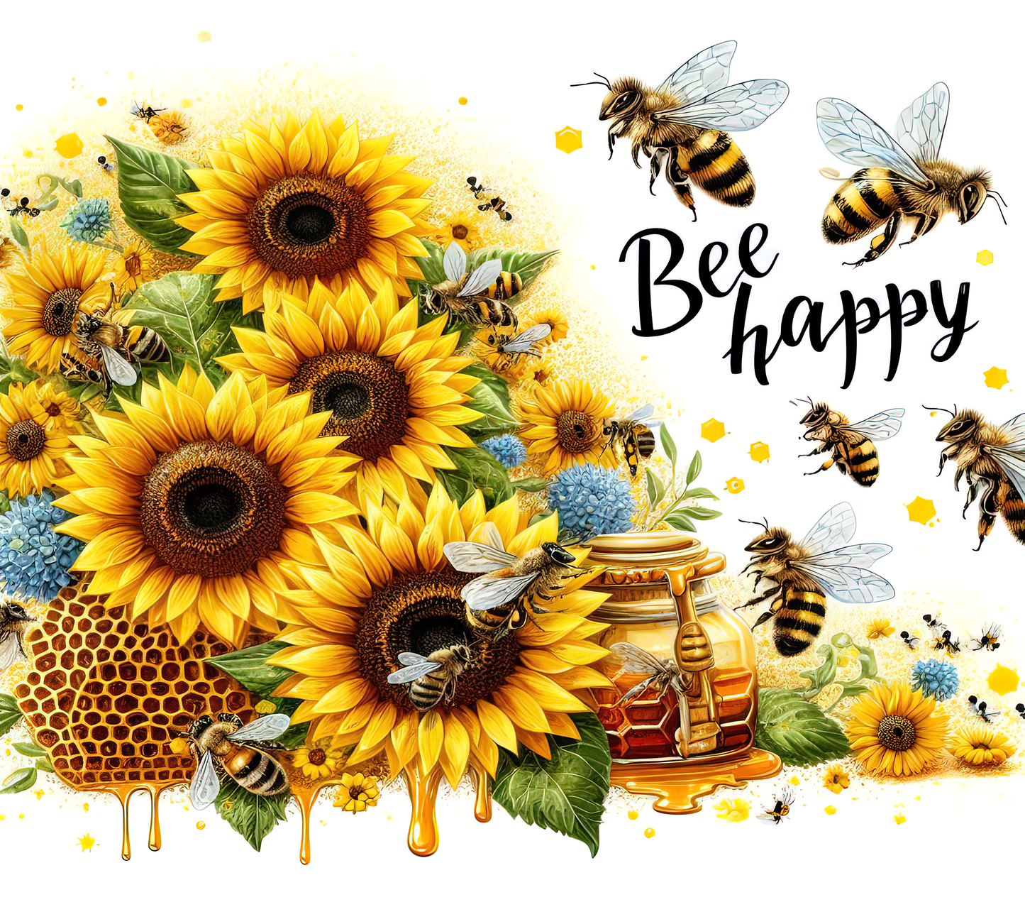 Bee Happy - Stainless Steel Straight Skinny Tumblers
