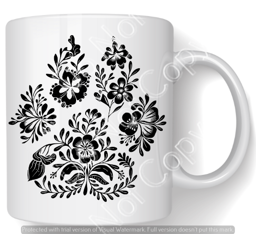 Floral Dog Paw Mug