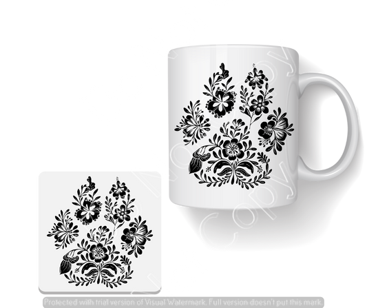 Floral Dog Paw Mug