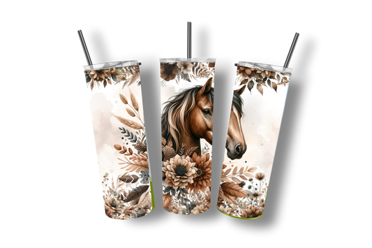 Horse Boho 2 - Stainless Steel Straight Skinny Tumblers