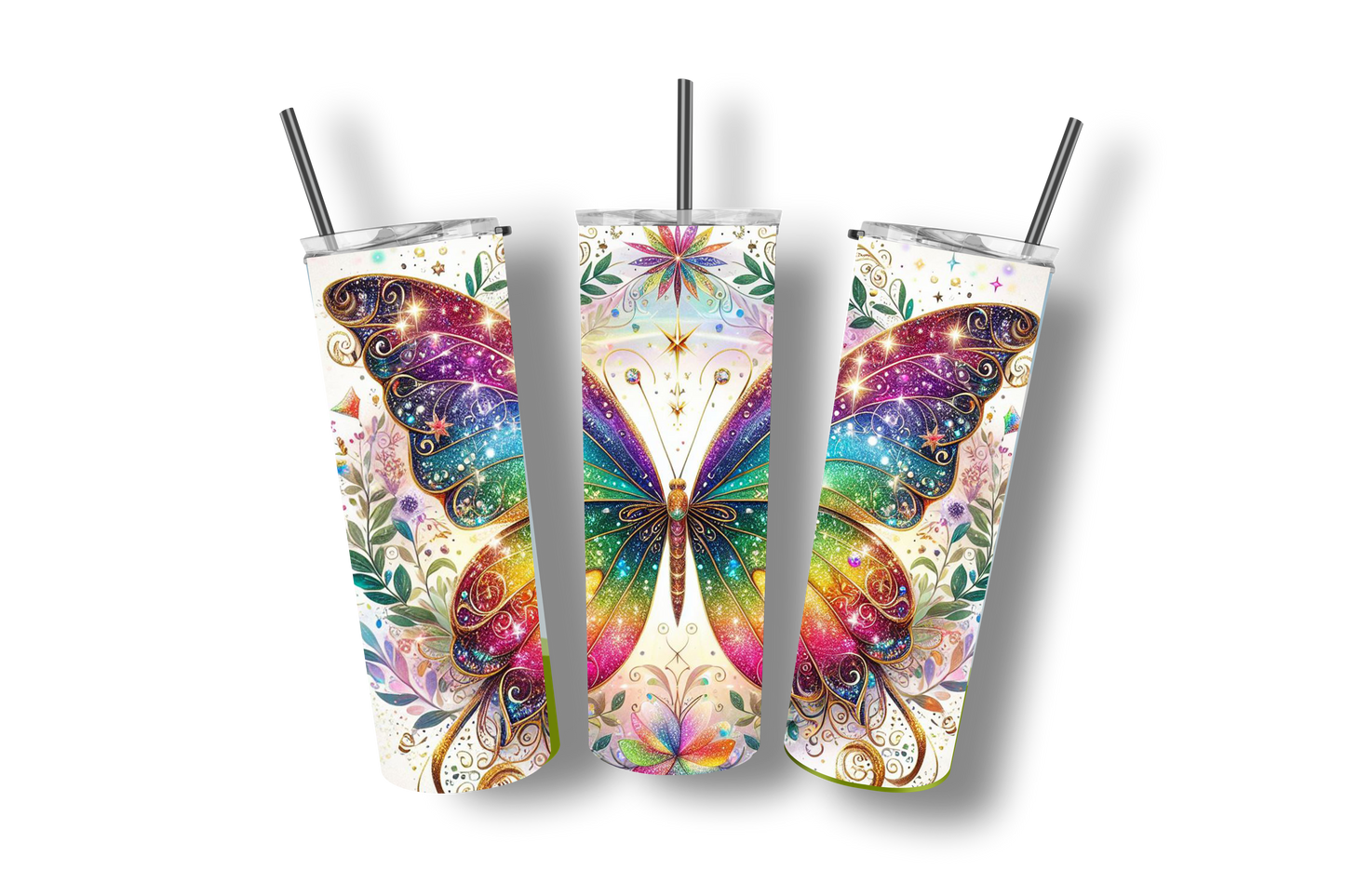 Butterfly - Stainless Steel Straight Skinny Tumblers