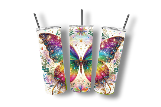 Butterfly - Stainless Steel Straight Skinny Tumblers