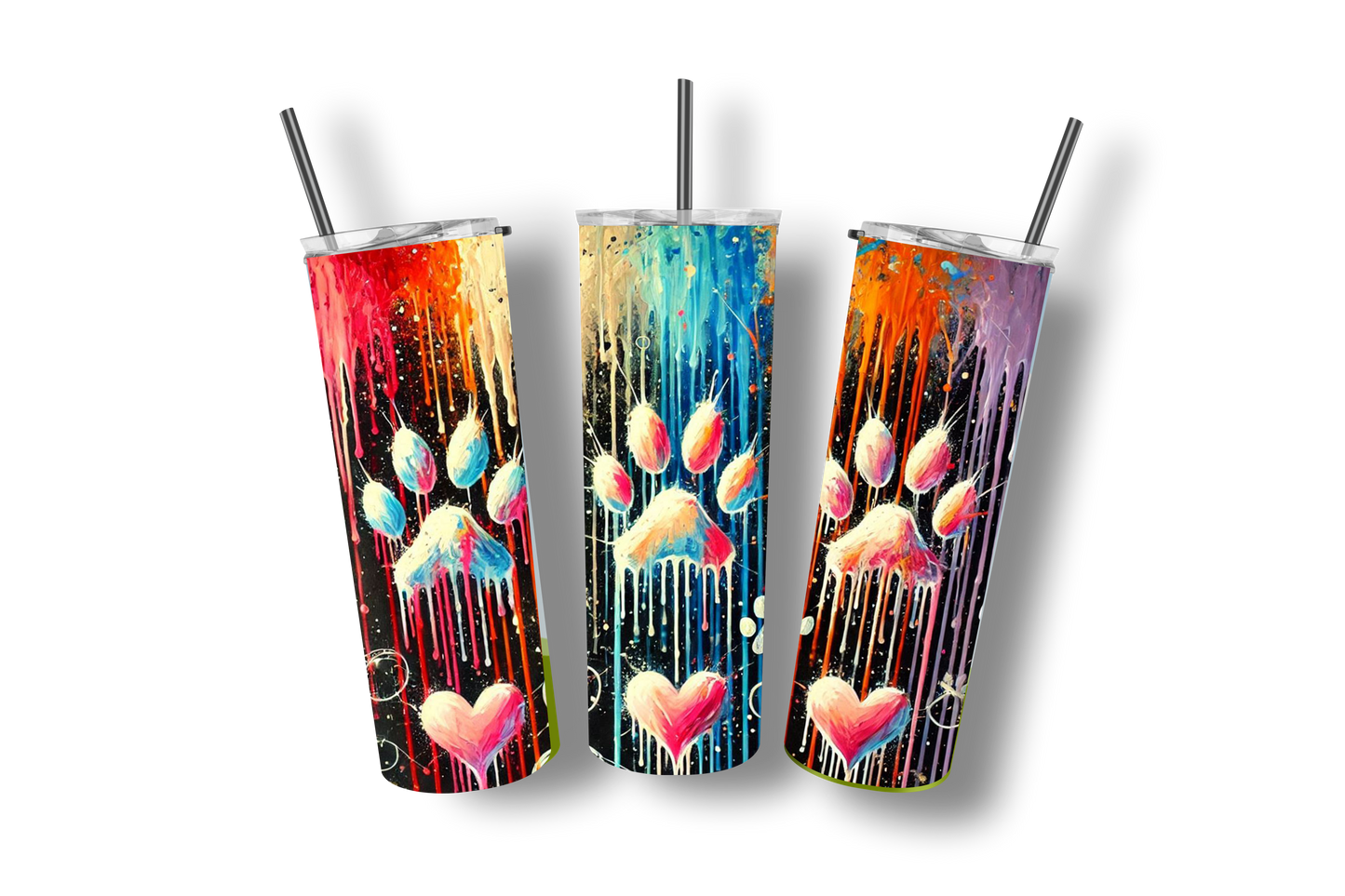 Rainbow Paws - Stainless Steel Straight Skinny Tumblers
