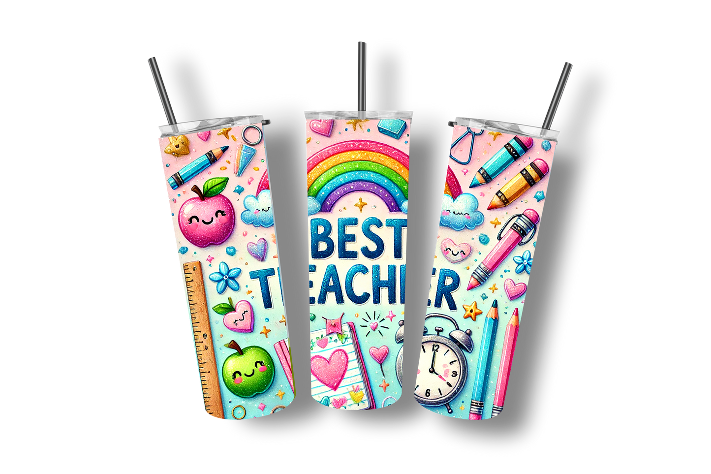 Best Teacher B - Stainless Steel Straight Skinny Tumblers
