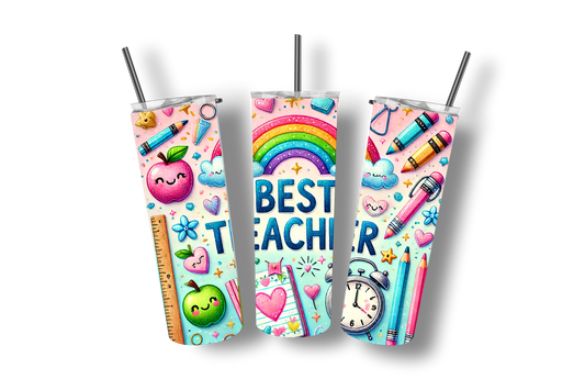 Best Teacher B - Stainless Steel Straight Skinny Tumblers